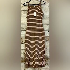 Mocha Ribbed Midi Knit Dress